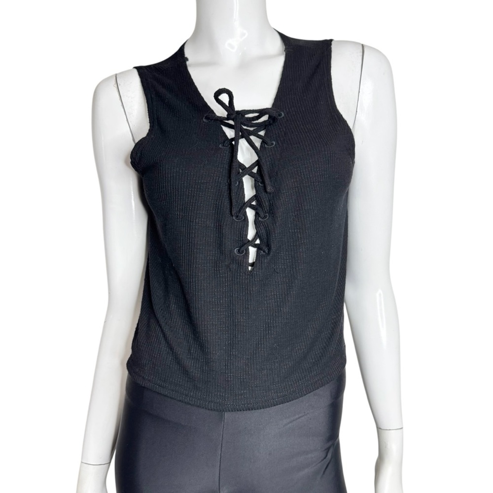 Guess Black Textured Knit Sleeveless Tank‎ Top